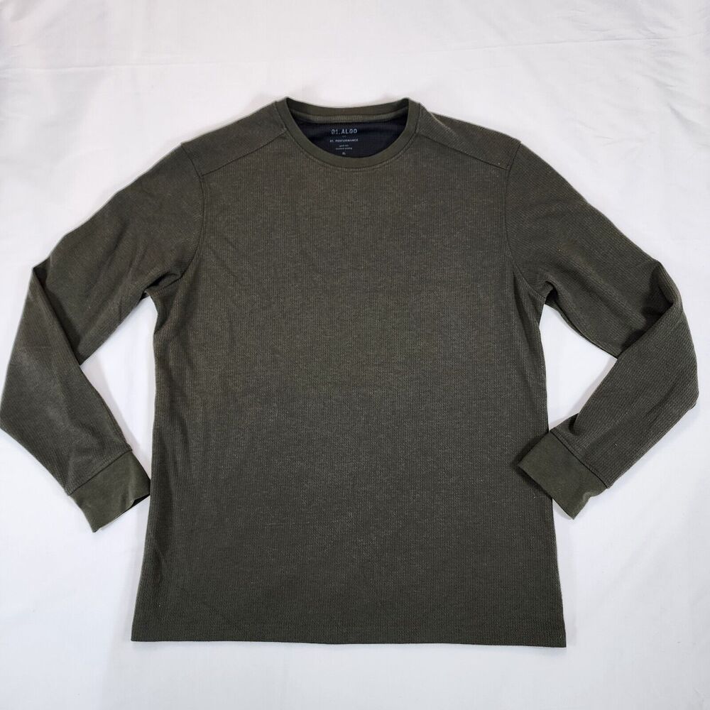 01.Algo Sweater Men's Olive Green Knit Crewneck Performance Wicking Size XL